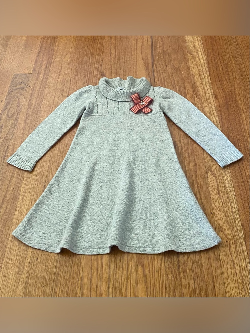 I PINCO PALLINO Italy Knit Wool-Cashmere Sweater Dress with Pink Bow Accent